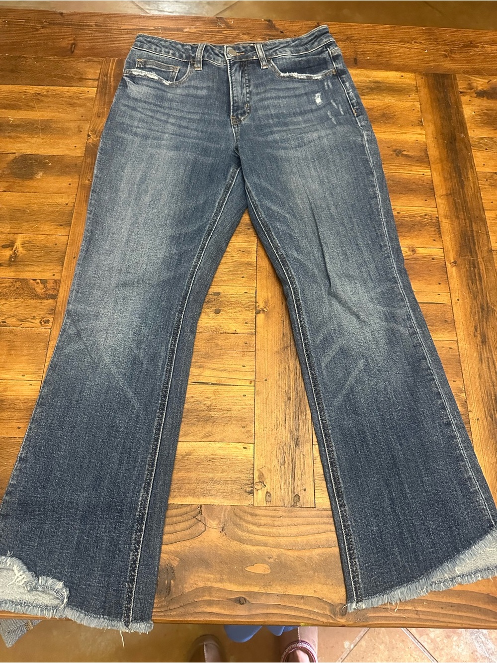 Women’s Dark Blue Distressed Bootcut Jeans
